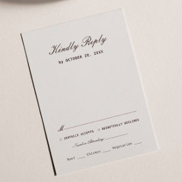 Recepción Tarjeta de RSVP de boda elegante de champán y marr