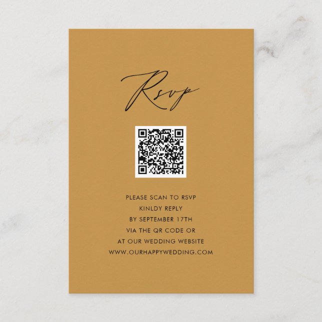 Recepción Tarjeta de RSVP de boda elegante en beige moderno  (Anverso)