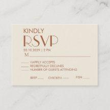 Tarjeta de RSVP de Boda Minimalista Elegante - Cre