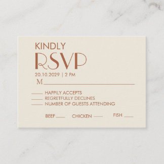 Recepción Tarjeta de RSVP de Boda Minimalista Elegante - Cre