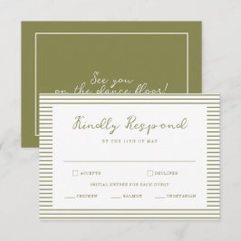 Recepción Tarjeta de RSVP de boda moderna verde oliva