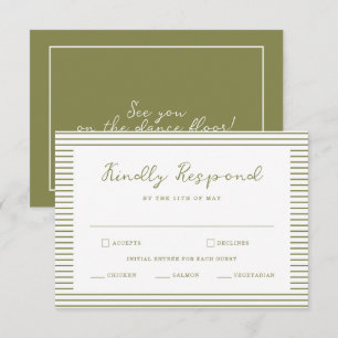 Recepción Tarjeta de RSVP de boda moderna verde oliva