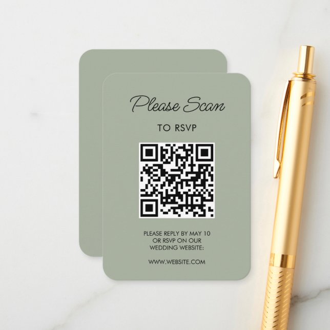 Recepción Tarjeta de RSVP de Boda Sage Gree Moderna Minimali (Anverso/Reverso In Situ)