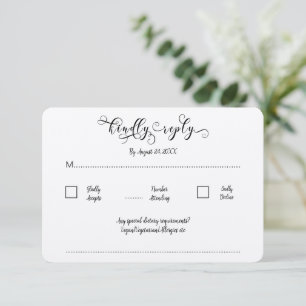Recepción Tarjeta de RSVP de boda tradicional Kraft Caligraf