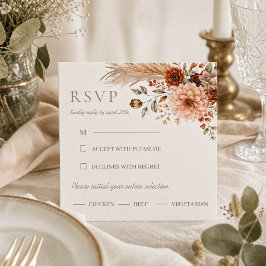 Recepción Tarjeta de RSVP de Boho Floral Pumpkin Fall in Lov