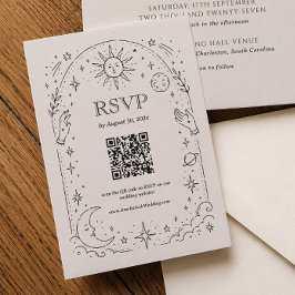 Recepción Tarjeta de RSVP de código QR de boda celestial vin