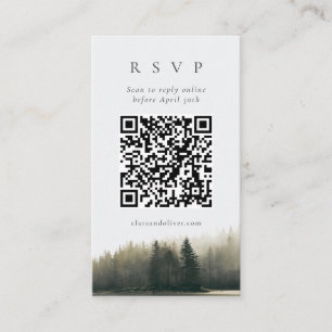 Recepción Tarjeta de RSVP de código QR de boda de pino coste