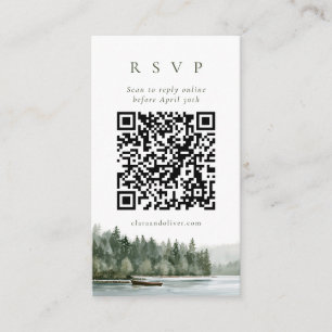 Recepción Tarjeta de RSVP de código QR del lago Pine del nor