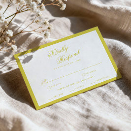 Recepción Tarjeta de RSVP de letra elegante amarilla de boda