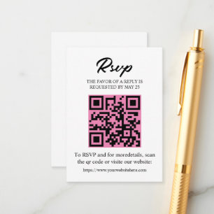 Recepción Tarjeta de RSVP editable con código QR, inserto de