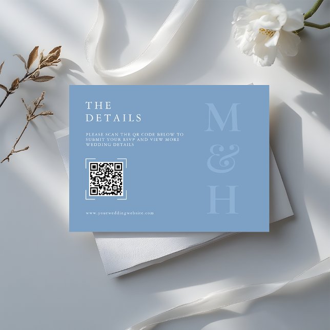 Recepción Tarjeta de RSVP en línea de boda con código QR azu (Subido por el creador)