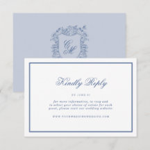 Tarjeta de RSVP en línea de boda con cresta floral