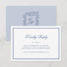 Recepción Tarjeta de RSVP en línea de boda con cresta floral