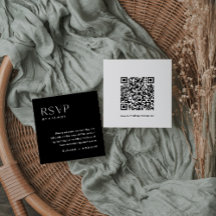Tarjeta de RSVP Minimalista NOIR, Inserto de Códig