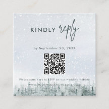 Tarjeta de RSVP para boda en bosque invernal moder