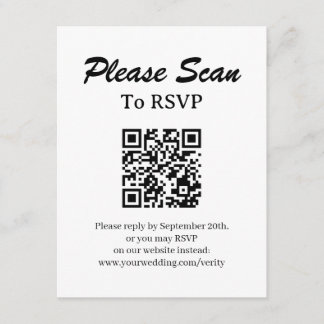 Recepción Tarjeta de RSVP Simple Moderna con Código QR Adjun