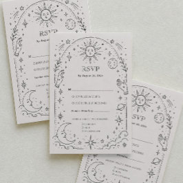 Recepción Tarjeta de RSVP tradicional de boda celestial con