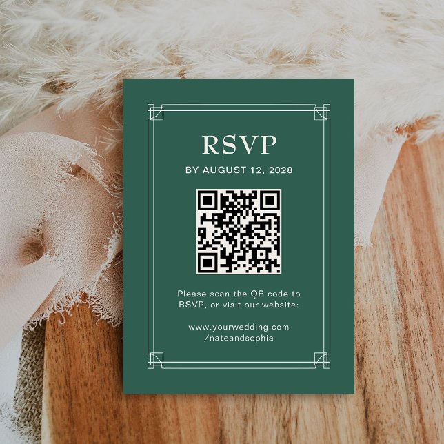 Recepción Tarjeta de RSVP y Código QR para Boda de Fiesta |  (Subido por el creador)