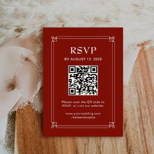 Recepción Tarjeta de RSVP y código QR para boda de vacacione