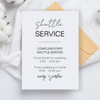 Recepción Tarjeta de Servicio de Autobús para Bodas