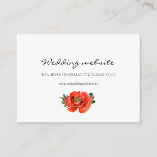 Recepción Tarjeta de sitio web de boda con amapolas rojas ac