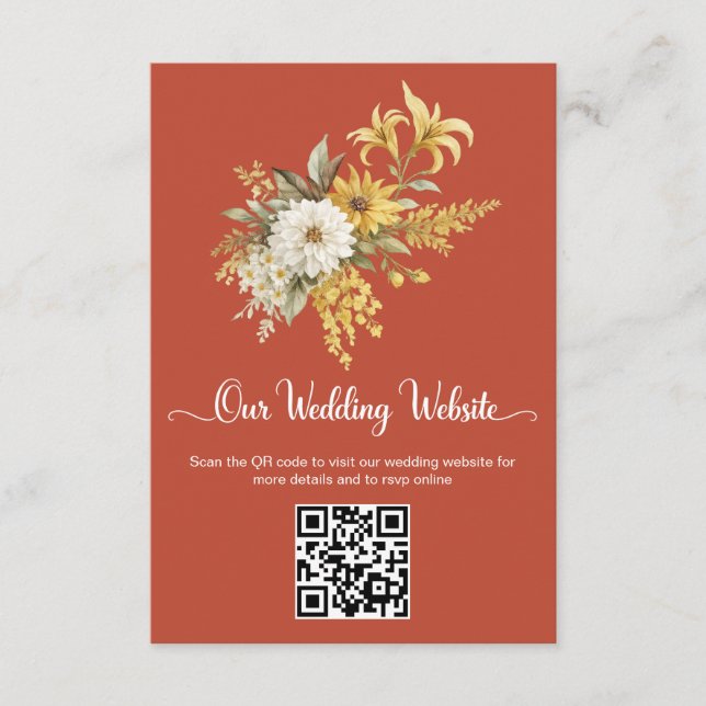 Recepción Tarjeta de sitio web de boda con código QR (Anverso)