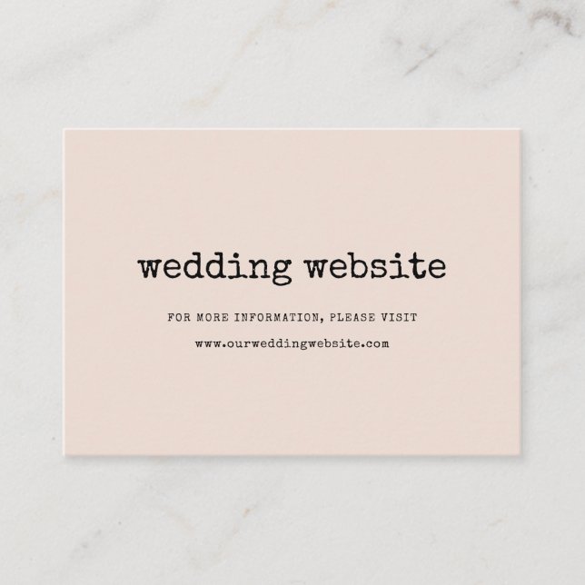 Recepción Tarjeta de sitio web de boda de máquina de escribi (Anverso)
