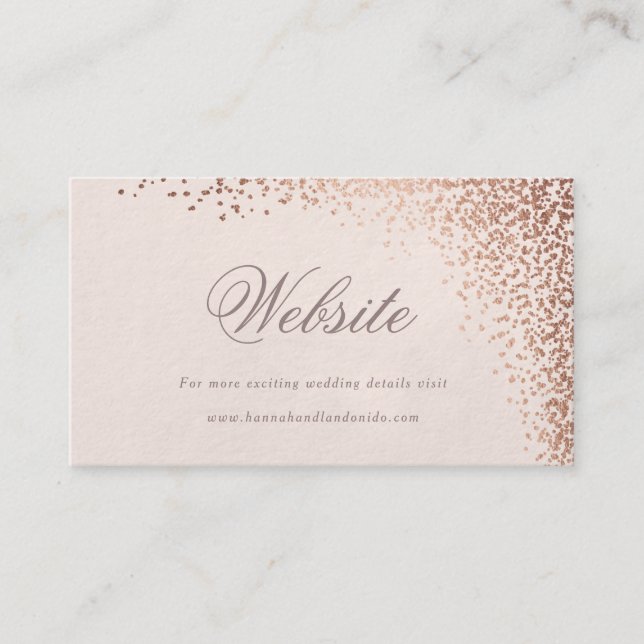 Recepción Tarjeta de sitio web de boda de papel de aluminio  (Anverso)