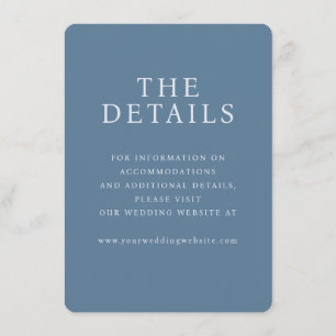Recepción Tarjeta de sitio web de boda elegante en serif azu