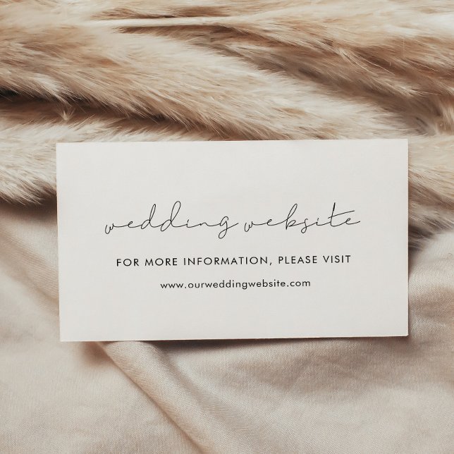 Recepción Tarjeta de sitio web de boda manuscrita minimalist (Minimalist handwritten wedding website card)