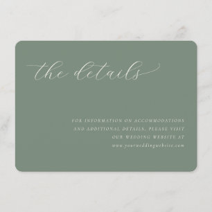Recepción Tarjeta de sitio web de boda minimalista verde sil