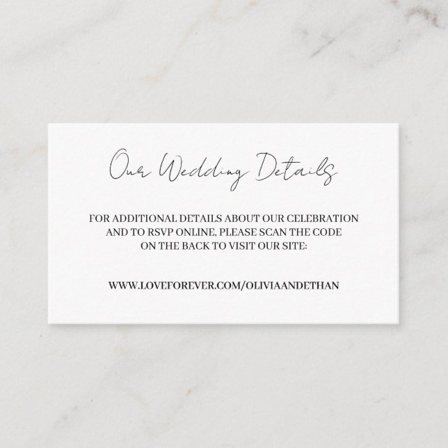 Recepción Tarjeta de sitio web de boda y respuesta en línea (Anverso)