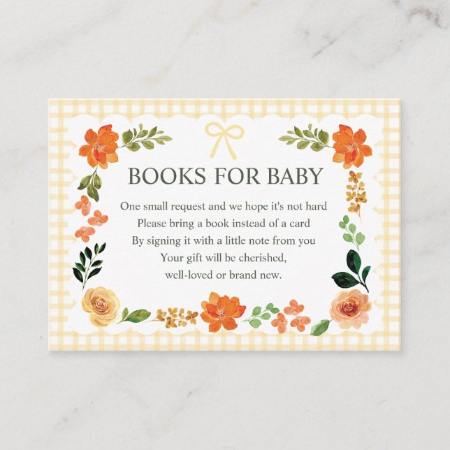 Recepción Tarjeta de sobre de baby shower de gingham de Mari (Anverso)