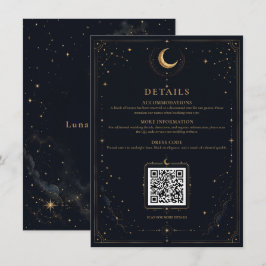Recepción Tarjeta de sobre de boda celestial de medianoche