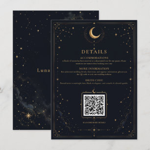Recepción Tarjeta de sobre de boda celestial de medianoche