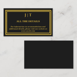 Recepción Tarjeta de Sobre de Boda con Monograma de Lujo Neg