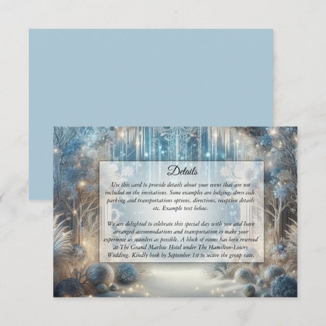 Recepción Tarjeta de Sobre de Boda de Bosque Nevado Brillant (Anverso / Reverso)