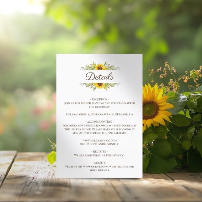 Recepción Tarjeta de Sobre de Boda Floral Boho Girasoles (Subido por el creador)