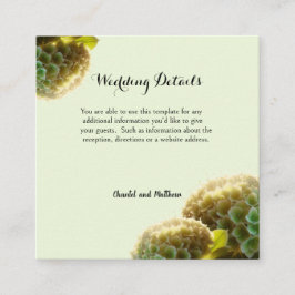 Recepción Tarjeta de Sobre de Bodas con Hortensias Verdes y