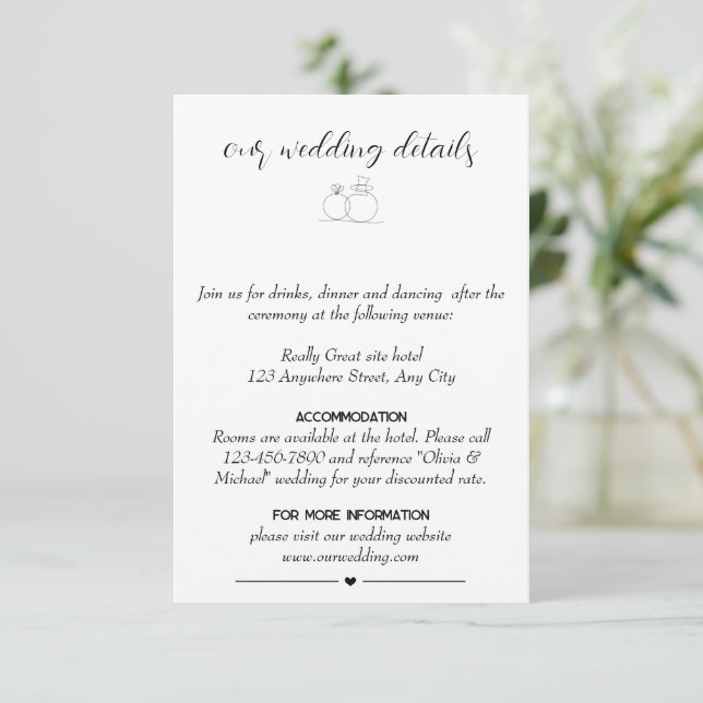 Recepción Tarjeta de Sobre de Diseño Minimal Elegante (Anverso de pie)