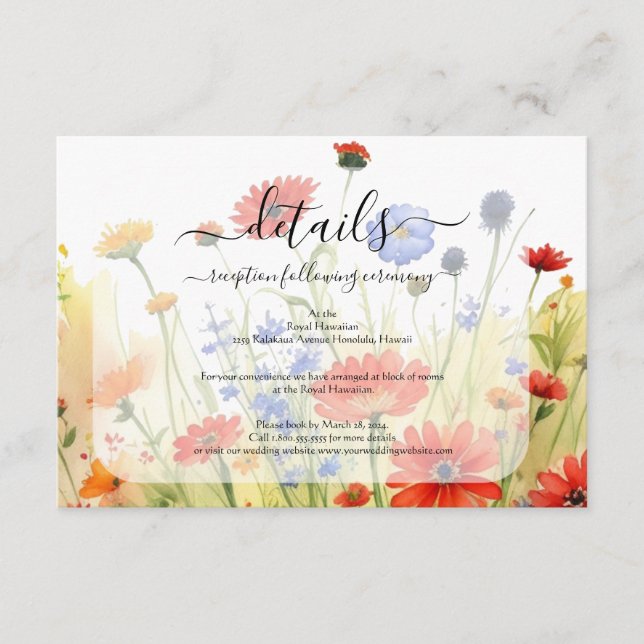 Recepción Tarjeta de Sobre de Flores Silvestres del Prado Pr (Anverso)