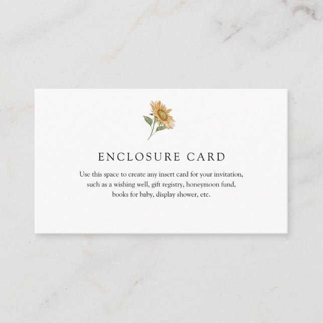 Recepción Tarjeta de Sobre de Girasol Rústico (Anverso)