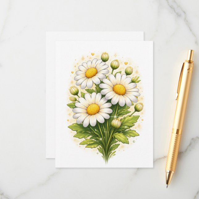 Recepción Tarjeta de Sobre Floral Daisy (Anverso/Reverso In Situ)