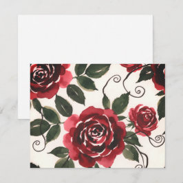 Recepción Tarjeta de Sobre Floral de Rosas Rojas Oscuras