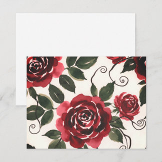 Recepción Tarjeta de Sobre Floral de Rosas Rojas Oscuras
