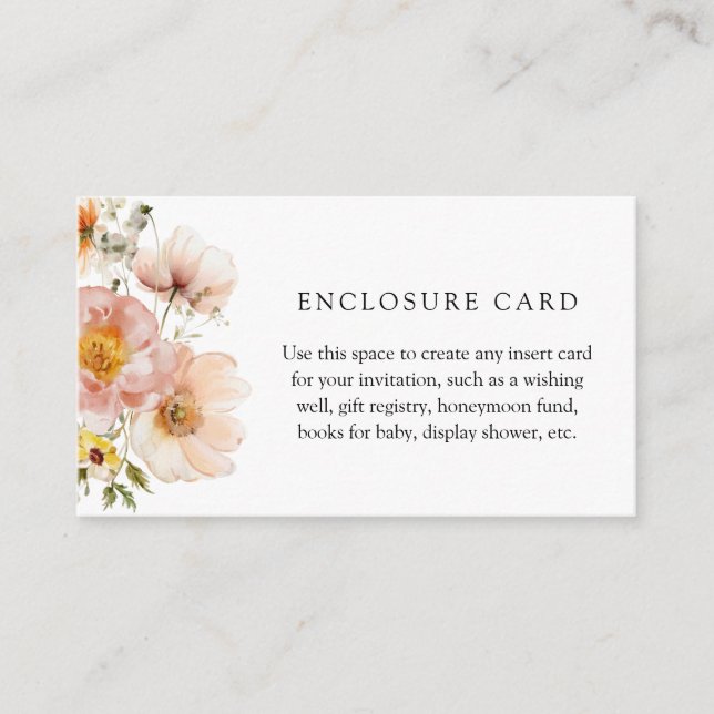 Recepción Tarjeta de Sobre Floral Rosa Suave Personalizada (Anverso)