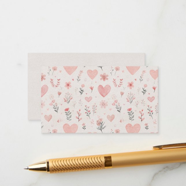 Recepción Tarjeta de Sobre Hearts & Florals (Anverso/Reverso In Situ)
