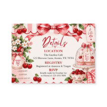 Tarjeta de Sobre para Baby Shower Cereza en la Par