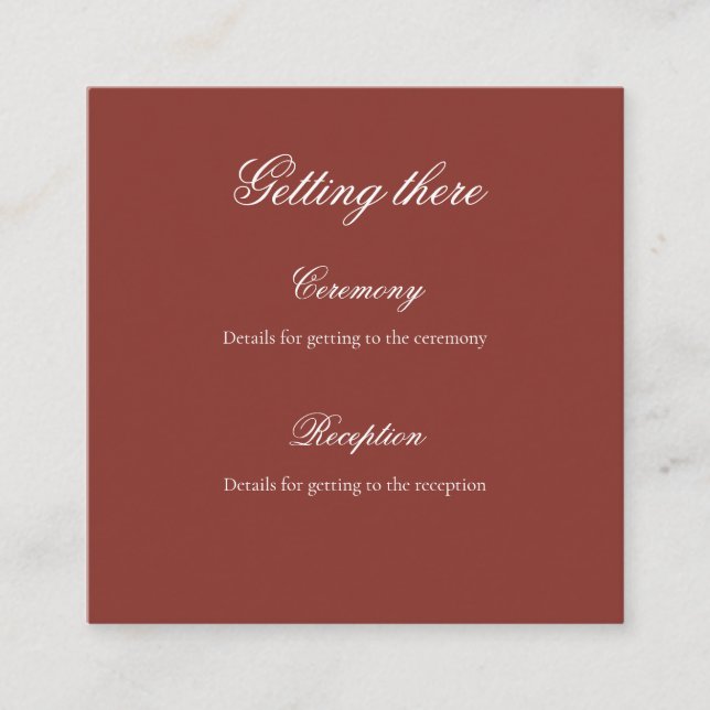 Recepción Tarjeta de Sobre para Boda Burnt Orange Roccoco (Anverso)