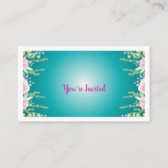 Recepción Tarjeta de Sobre Verde Floral Elegante (Anverso)